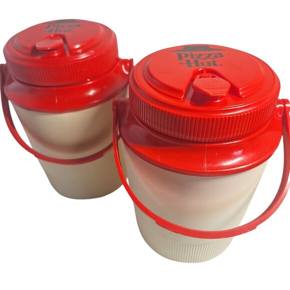 Gott Other - 2 Vintage Pizza Hut Red & White Insulated Thermos Drink Coolers Handles 80s Lot